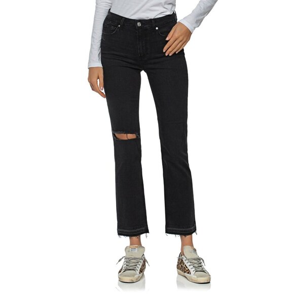 PAIGE Denim - Paige Denim Jeans Cindy High Rise Straight Distressed Black Denim